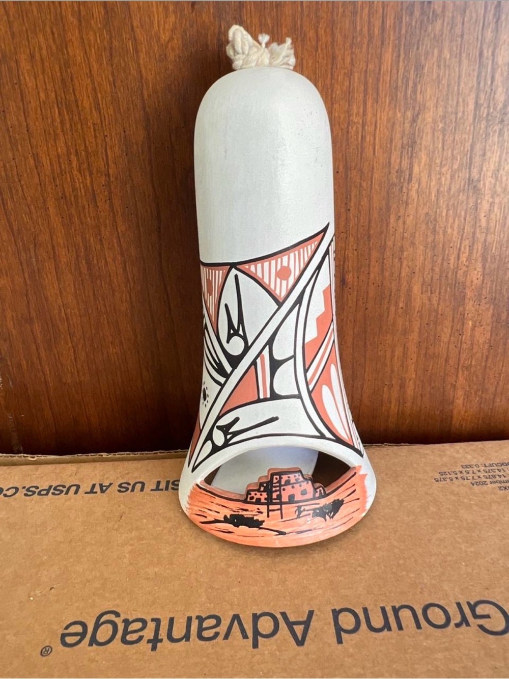 Hand-Painted White and Terracotta Decorative Pueblo Vase